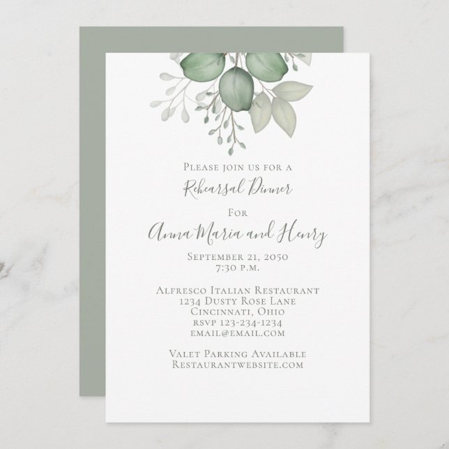 Eucalyptus Greenery Foliage Invitation (Front/Back)