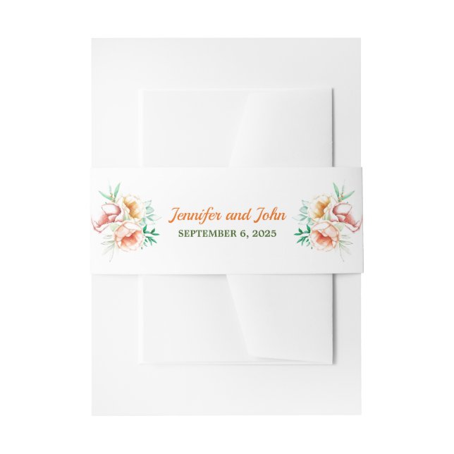 Eucalyptus Greenery Foliage Watercolor Invitation Belly Band (Front Example)