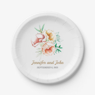 Eucalyptus Greenery Foliage Watercolor Wedding Paper Plates