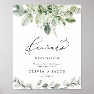 Eucalyptus Greenery Foliage Wedding Favors Sign