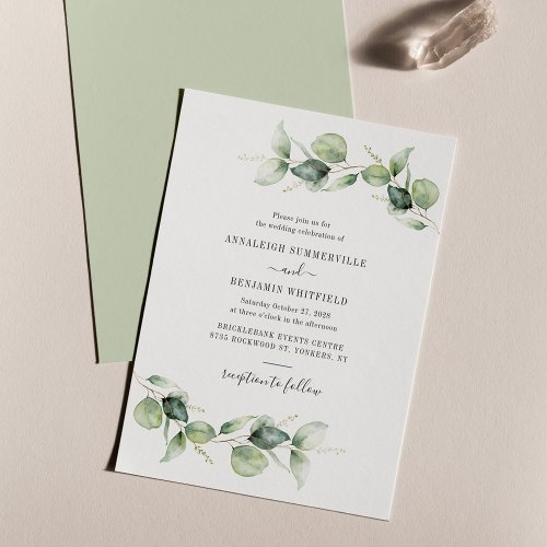 Eucalyptus Greenery Foliage Wedding Invitation