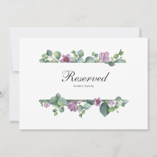 Eucalyptus Greenery Foliage Wedding Reserved Sign