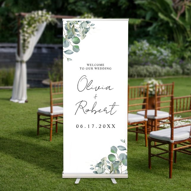 Eucalyptus Greenery Foliage Wedding Welcome Retractable Banner (Creator Uploaded)