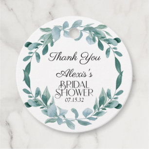 Eucalyptus Greenery Frame Green Blue Bridal Shower Favor Tags