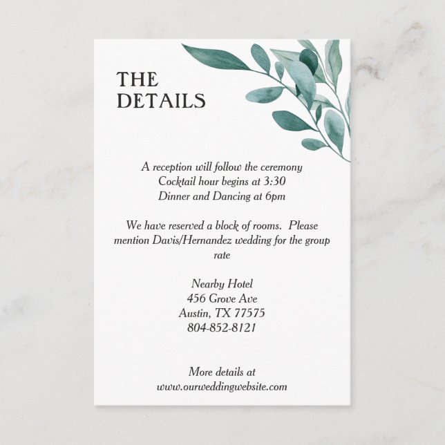 Eucalyptus Greenery Frame Green Blue White Black Enclosure Card (Front)