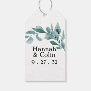 Eucalyptus Greenery Frame Green Blue White Black Gift Tags
