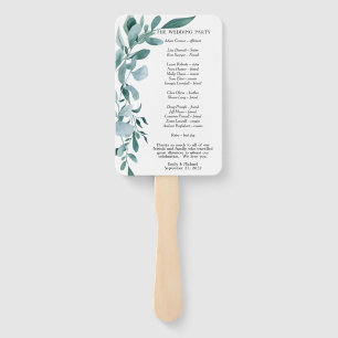 Eucalyptus Greenery Frame Green Blue White Black Hand Fan