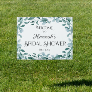 Eucalyptus Greenery Frame Green Bridal Shower Yard Sign