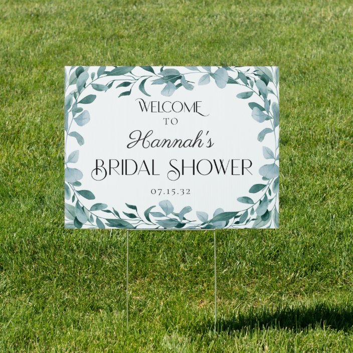 Eucalyptus Greenery Frame Green Bridal Shower Yard Sign Zazzle