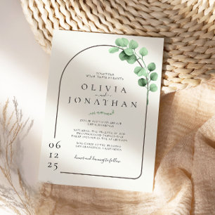Eucalyptus Greenery Frame Minimalist Wedding Invitation