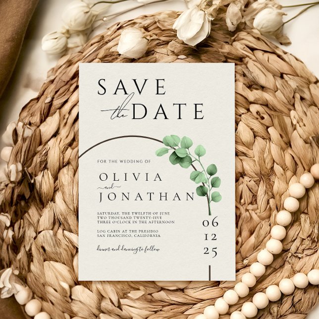 Eucalyptus Greenery Frame Minimalist Wedding Save The Date (Creator Uploaded)