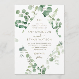 eucalyptus greenery frame wedding invitation