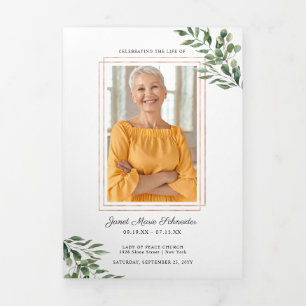 Eucalyptus Greenery Funeral Memorial Program
