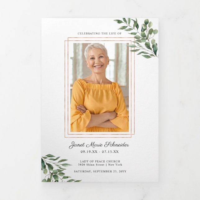 Eucalyptus Greenery | Funeral Memorial Program (Cover)