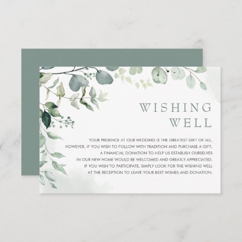 Eucalyptus Greenery Garden Wedding Wishing Well Enclosure Card