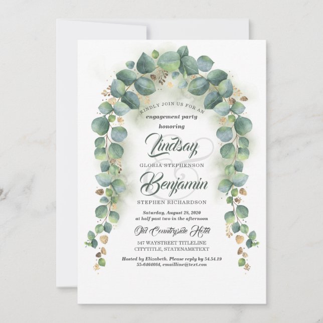 Eucalyptus Greenery Garland Engagement Party Invitation (Front)