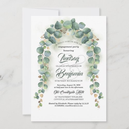 Eucalyptus Greenery Garland Engagement Party Invitation