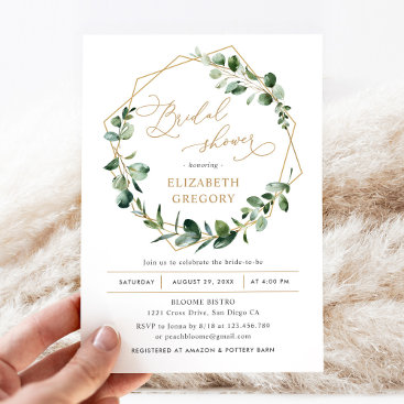 Eucalyptus Greenery Geometric Bridal Shower Invitation