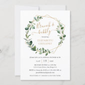 Eucalyptus Greenery Geometric Brunch and Bubbly Invitation (Front)