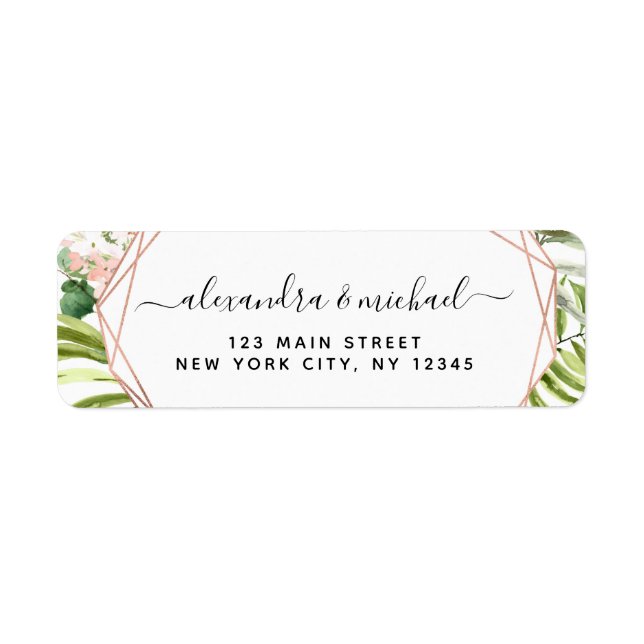 Eucalyptus Greenery Geometric Elegant Wedding Label (Front)