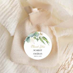 Eucalyptus Greenery Geometric Floral Wedding Classic Round Sticker