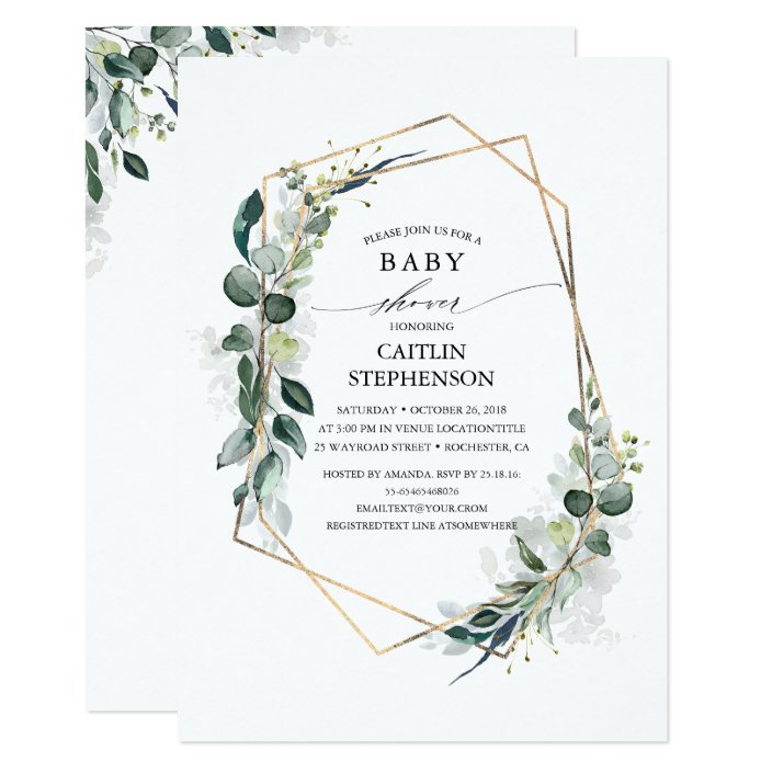 eucalyptus baby shower invitations