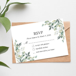 Eucalyptus Greenery Geometric RSVP Card