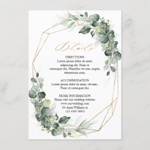 Eucalyptus Greenery Geometric Wedding Details Enclosure Card