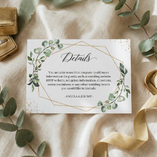 Eucalyptus Greenery Geometric Wedding Details Enclosure Card