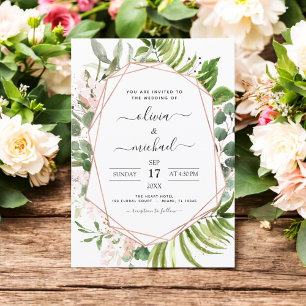 Eucalyptus Greenery Geometric Wedding Invitation