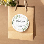 Eucalyptus Greenery Geometric Wedding Thank You Classic Round Sticker<br><div class="desc">These Eucalyptus Greenery Geometric Wedding Thank You Favor Stickers are the perfect way to add a touch of greenery to your wedding favors. The geometric design adds a modern and chic touch to your wedding decor. These round stickers can be used on any wedding favors, from boxes to bags, and...</div>