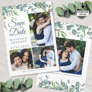 Eucalyptus Greenery Gold 4 Photo Save The Date