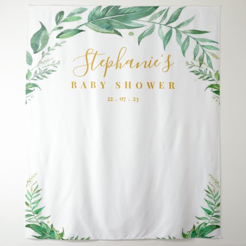 Eucalyptus Greenery Gold Baby Shower Backdrop