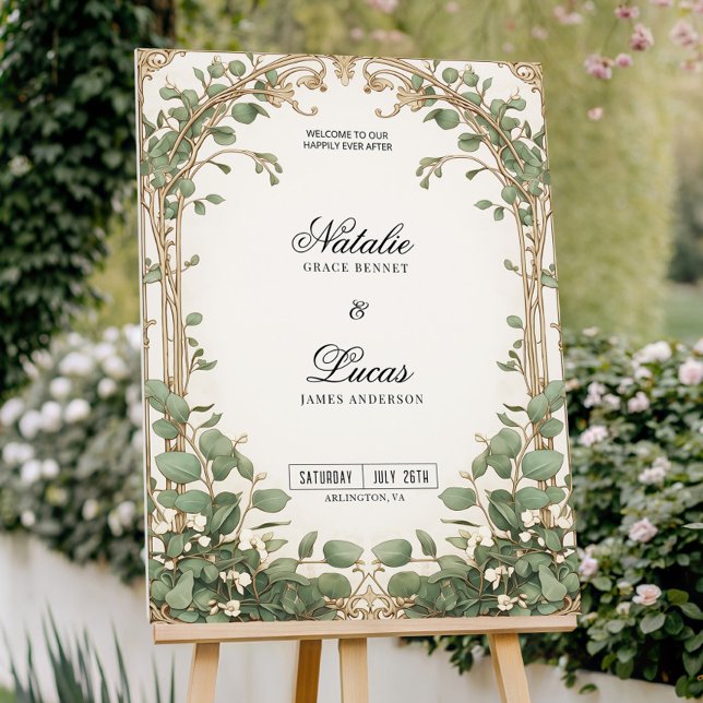 Eucalyptus Greenery Gold Botanical Wedding Sign (Creator Uploaded)