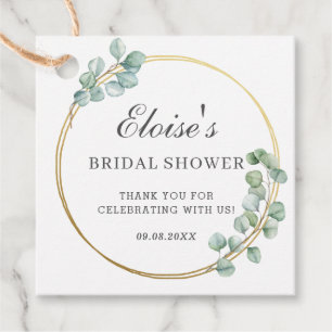 Eucalyptus Greenery Gold Bridal Shower Thank You Favor Tags