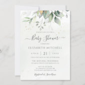 Eucalyptus Greenery Gold Elegant Baby Shower Invitation (Front)