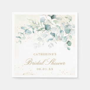 Eucalyptus Greenery Gold Elegant Bridal Shower Napkins