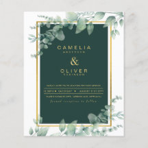 Eucalyptus Greenery Gold Emerald Wedding QR CODE F