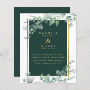 Eucalyptus Greenery Gold Emerald Wedding QR CODE I