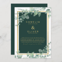 Eucalyptus Greenery Gold Emerald Wedding QR CODE