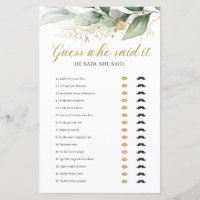 Eucalyptus greenery gold guess who said it game