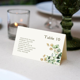 Eucalyptus Greenery & Gold Guest Names Place Card