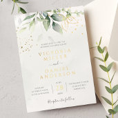 Eucalyptus Greenery Gold Leaves Botanical Wedding Foil Invitation