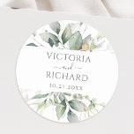 Eucalyptus Greenery Gold Leaves Elegant Classic Round Sticker<br><div class="desc">Beautiful envelope seal stickers featuring watercolor eucalyptus and gold leaves.</div>