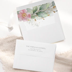 Eucalyptus Greenery Gold Leaves Elegant Envelope