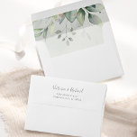 Eucalyptus Greenery Gold Leaves Elegant Envelope<br><div class="desc">Beautiful personalized wedding envelopes featuring watercolor eucalyptus and gold leaves.</div>