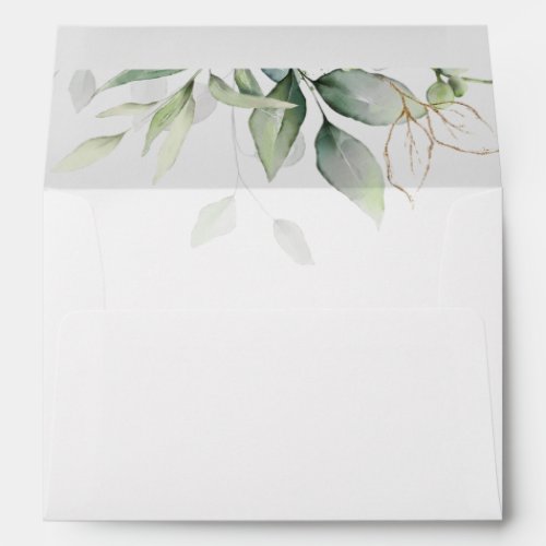 Eucalyptus Greenery Gold Leaves Elegant  Envelope