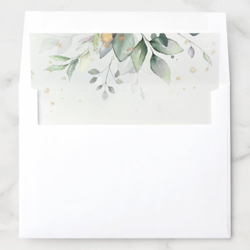 Eucalyptus Greenery Gold Leaves Elegant Envelope Liner