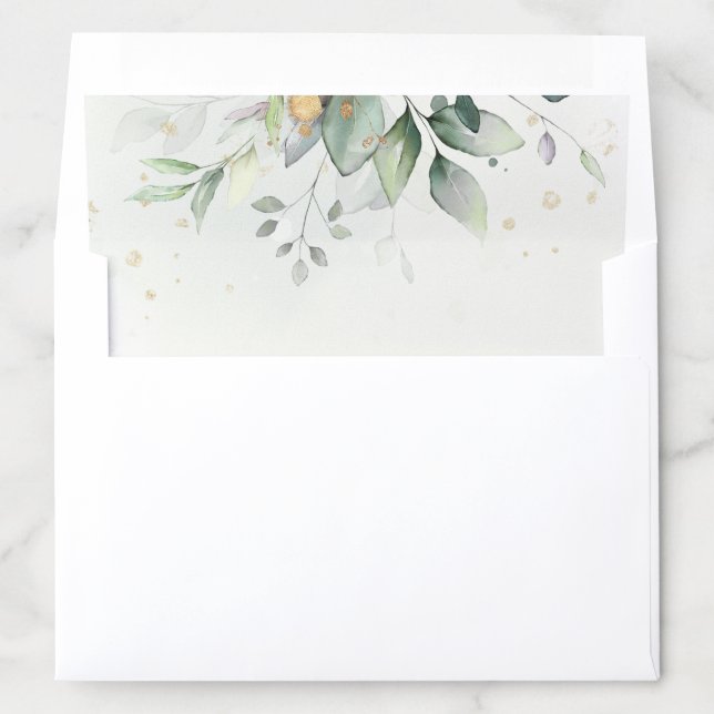 Eucalyptus Greenery Gold Leaves Elegant Envelope Liner (In Envelope)
