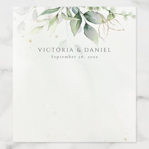 Eucalyptus Greenery Gold Leaves Elegant Envelope Liner